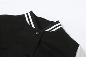 Metallic Cropped Varsity Jacket