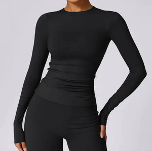 Brushed Tight Long Sleeve Yoga Leisure Workout Clothes