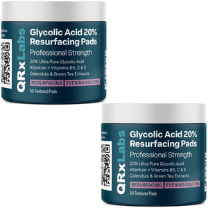 Glycolic Acid 20% Resurfacing Pads for Face & Body with Vitamins B5, C & E, Green Tea, Calendula, Allantoin - Exfoliates Surface Skin and Reduces Fine Lines and Wrinkles - Peel Pads - 2PK Resurfacing Pads 2 Pack