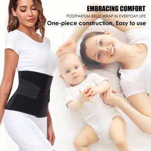 Postpartum Belly Band – Postpartum Belly Wrap, Abdominal Binder Post Surgery C-section Recovery Support Belt After Birth Brace, Slimming Girdles (Midnight Black, L) Midnight Black