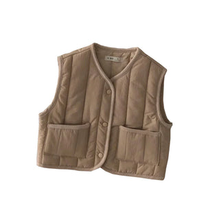 Kids' Warm Autumn/Winter Vest - Solid Color Jacket