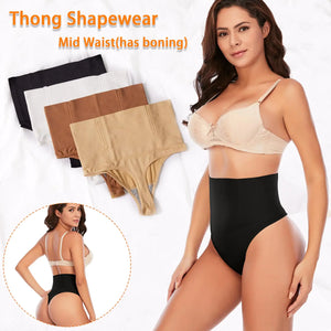 Werena Tummy Control Thong Shapewear for Women Seamless Shaping Thong Panties Body Shaper Underwear 01# Black 2 Pic Set 3X-Large