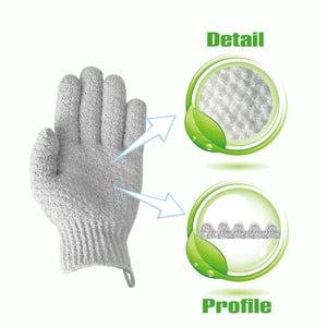 Evridwear Exfoliating Dual Texture Bath Gloves for Shower, Spa, Massage and Body Scrubs, Dead Skin Cell Remover, Gloves with Hanging Loop (1 Pair Light Glove) 1 Pair Light Glove