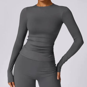 Brushed Tight Long Sleeve Yoga Leisure Workout Clothes