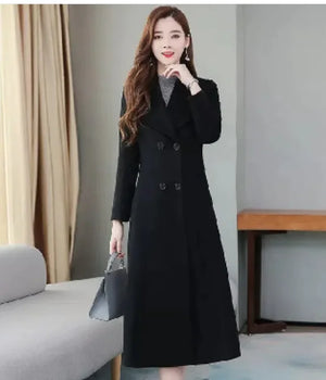 Women's Woolen Coat Over-the-knee Thickening Large Size Lapel