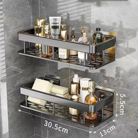 Easy Mount Bath Organizer: No-Drill Wall-Mounted Shelves